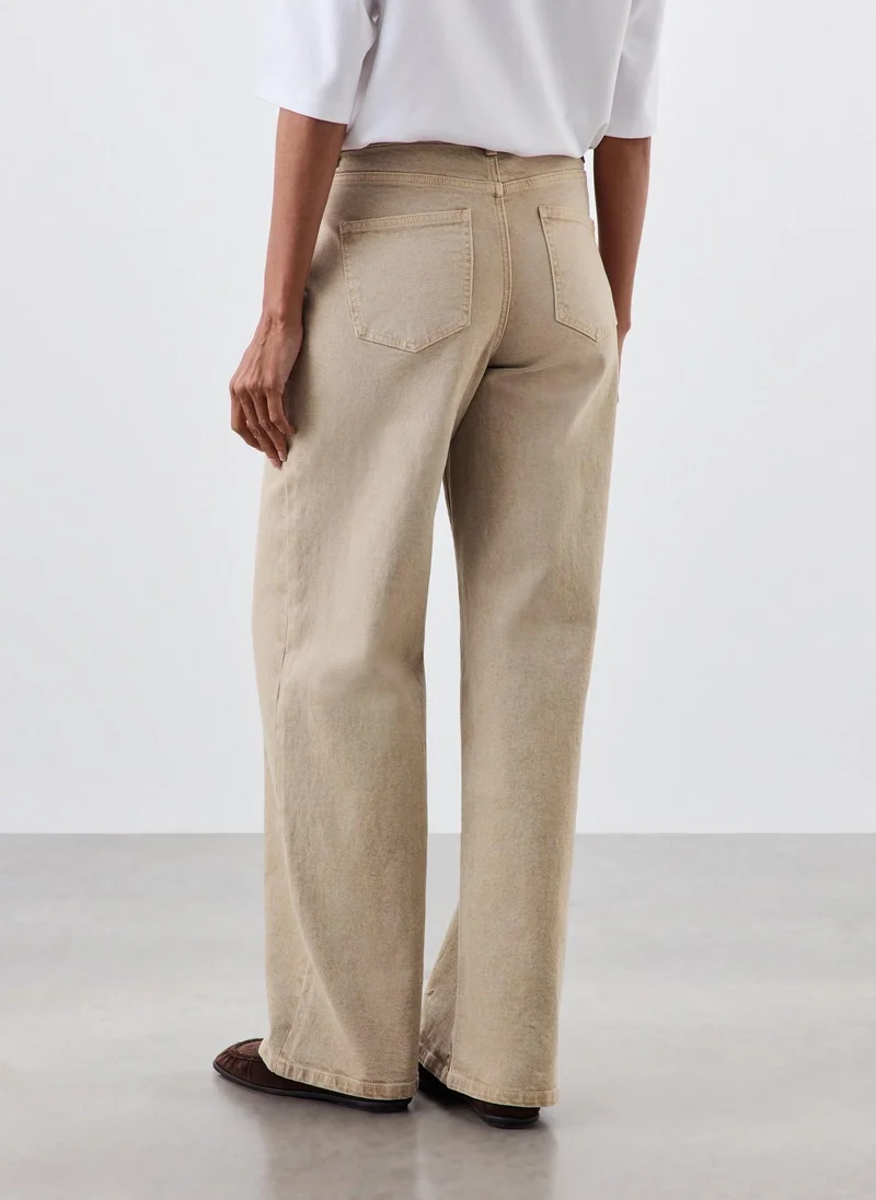 Matalan Sand Wide Leg Stretch Jeans