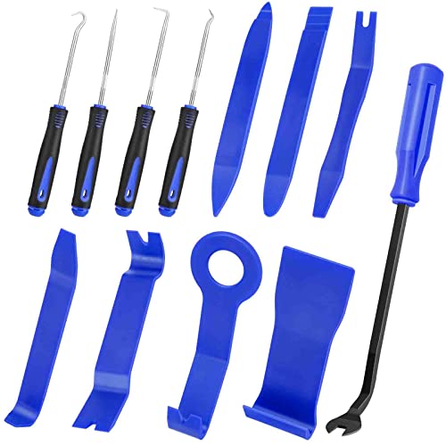 GLK Auto Trim Removal Tool Set Plastic Pry Tool Kit Prying Tool Car Door Panel Clip Revmoal Tool Fasteners Remover 12pcs Blue - Image 1