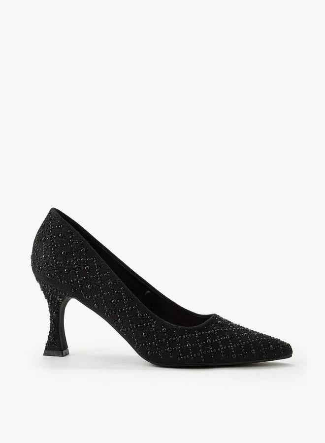 Women Embellished Flared Heel Pumps
