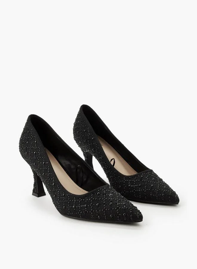 Women Embellished Flared Heel Pumps