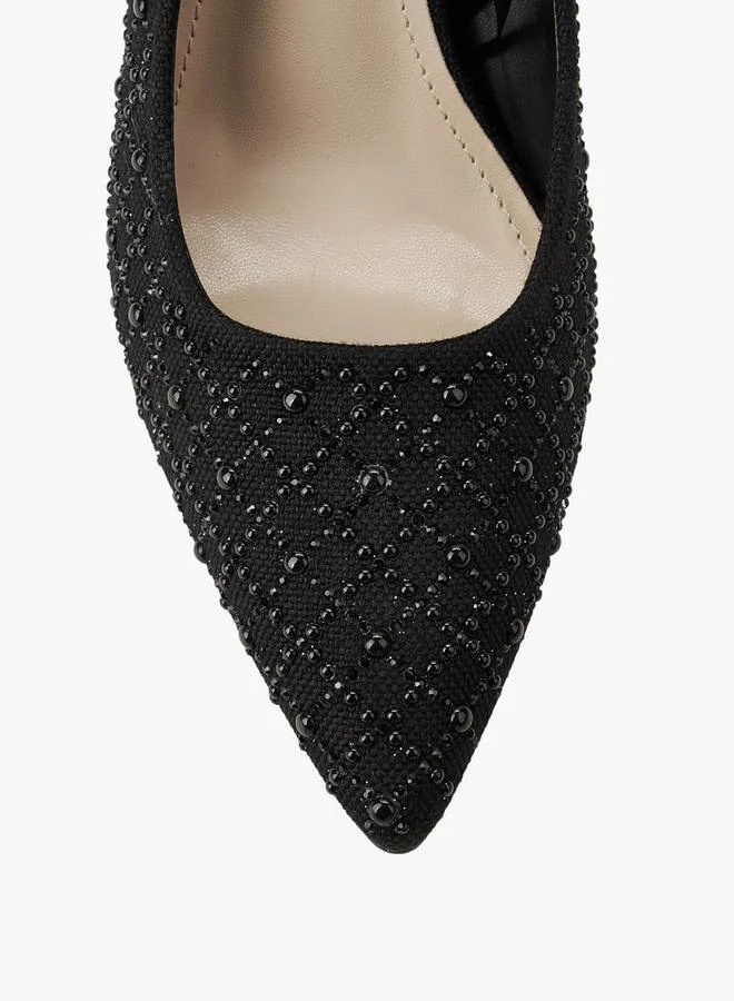Celeste BLACK Women Embellished Flared Heel Pumps for Women | Best Price UAE