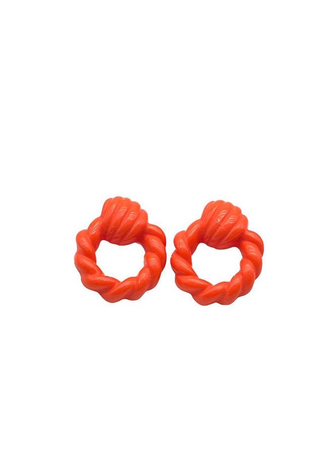 FLUFFY - Quirky Cyrcil Earring Of Fluffy Women's Accessories-Orange - Image 1