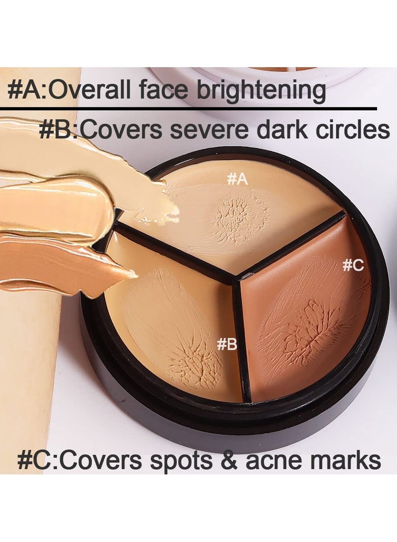 النعناع الحلو لوحتان لإخفاء عيوب الوجه بثلاثة ألوان مع فرشاة للبشرة الفاتحة والمتوسطة. لوحة كريم أساس كوريكت للهالات السوداء تحت العين ووشم الجفن. لوحة مكياج عاجي كريمي لتصحيح عيوب البشرة. - Image 4