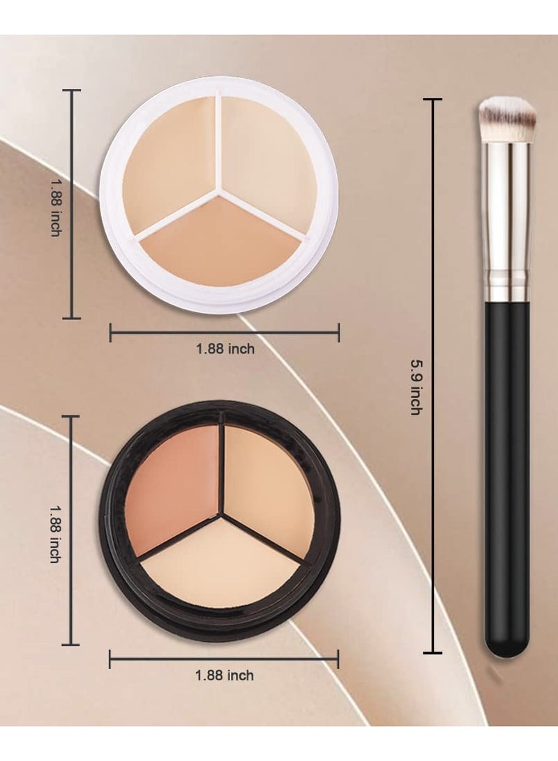 النعناع الحلو لوحتان لإخفاء عيوب الوجه بثلاثة ألوان مع فرشاة للبشرة الفاتحة والمتوسطة. لوحة كريم أساس كوريكت للهالات السوداء تحت العين ووشم الجفن. لوحة مكياج عاجي كريمي لتصحيح عيوب البشرة. - Image 5