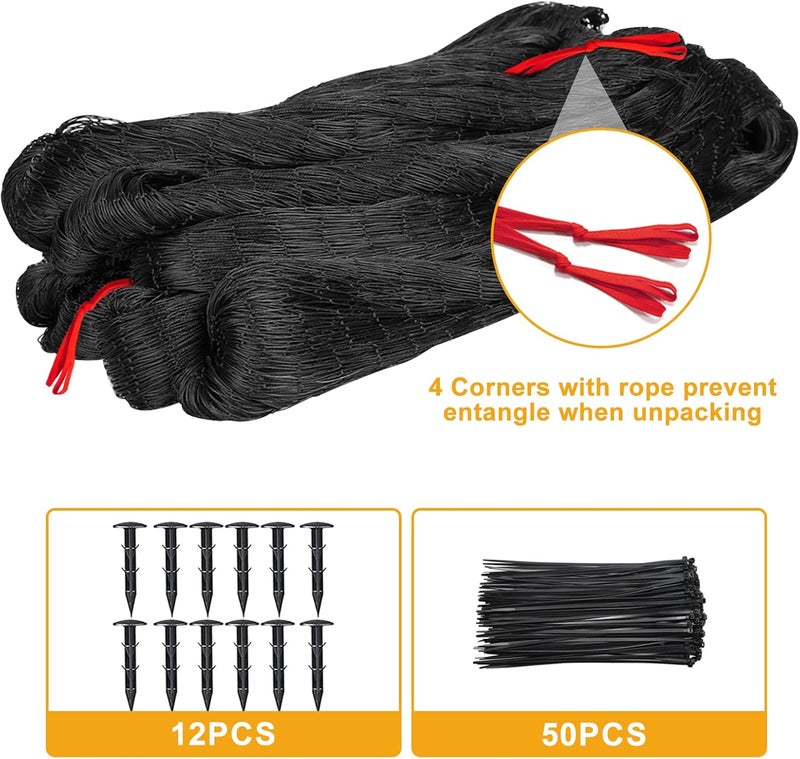 BSTPCOO Nylon Bird Netting 50'x50' with 2.4" Square Mesh Hawk Net for Chicken Run, Poultry Netting Aviary Nets Garden Bird Net for Chicken Coop Nettings Roof Hawk Proof - Image 2