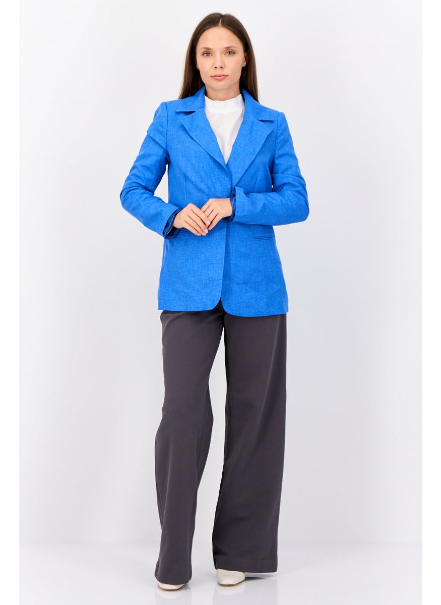 trendyol - Women Regular Fit Solid Semi-Formal Blazer, Blue - Image 1