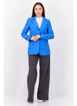 trendyol Women Regular Fit Solid Semi-Formal Blazer, Blue  - Image 4
