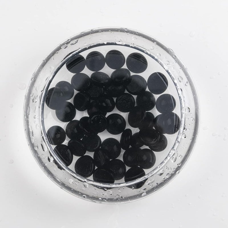 حبات زجاجية سوداء Hisredsun 290، وزن 1.35 كجم، خرز من الرخام المسطح، حجارة لملء الوعاء، حبات زجاجية لامعة، أحجار كريستالية صناعية، أحجار كريمة، أحجار زخرفية للاستخدام في الأحواض المائية، أوعية الزهور، تنسيق المناظر الطبيعية - Image 5