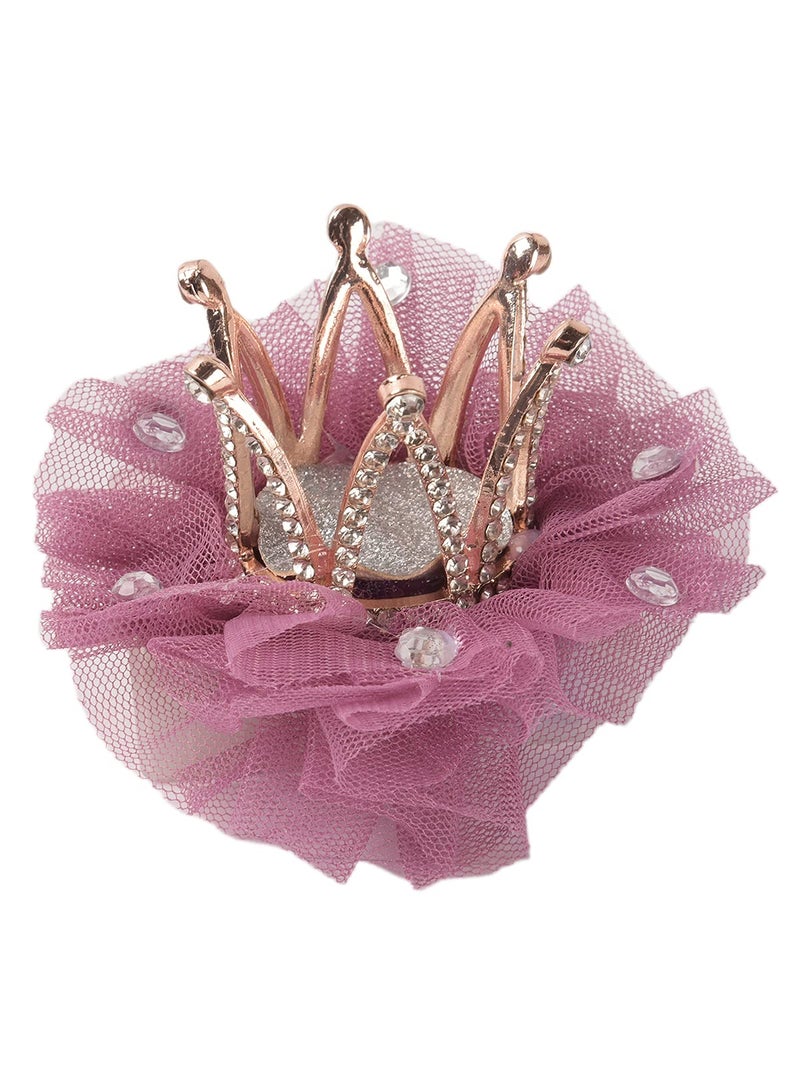 Yellow Bee Embellished Crown Hair Clips for Girls, Mauve, One Size - Image 5