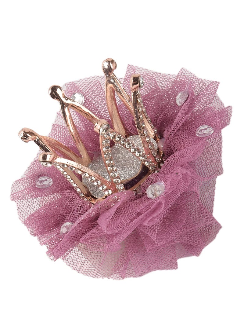Yellow Bee Embellished Crown Hair Clips for Girls, Mauve, One Size - Image 2