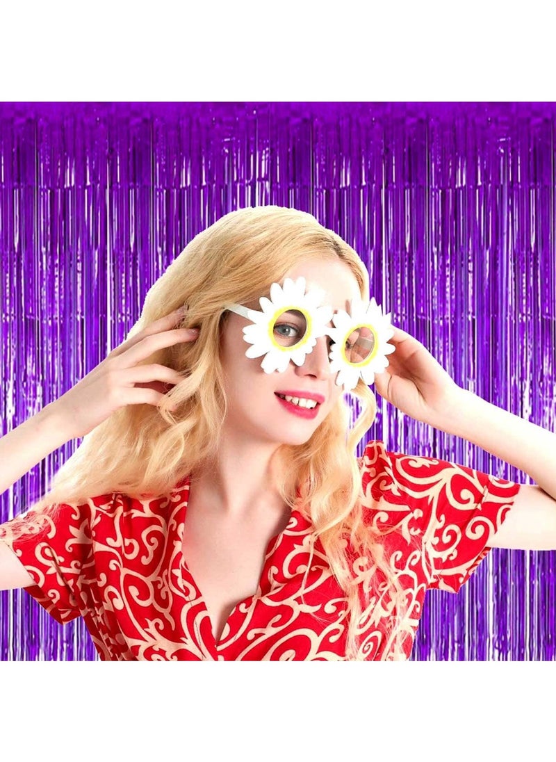 MARKQ Purple Foil Fringe Curtain | 1 x 2-meter Metallic Tinsel Streamers Party Backdrop for Halloween, Baby Shower, Wedding, Eid, Graduation, Birthday Party Decorations [Pack of 1]  - Image 4