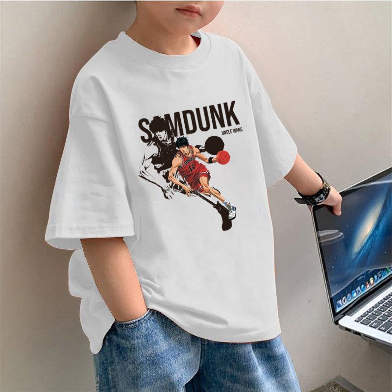 2381# Summer Boys Children'S Wear Short-Sleeved T-Shirt Cotton Medium And Large Children'S Breathable Round Neck Half-Sleeved Summer Top - Image 1