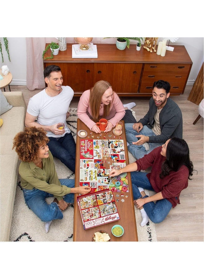 Spin Master Games Kellogg’s, 4 Puzzle Multipack, 500 Pieces Combine to Form Mega Puzzle: Cocoa Krispies, Corn Flakes, Fruit Loops, Rice Krispies, for Kids and Adults - Image 1
