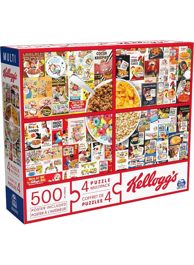 Spin Master Games Kellogg’s, 4 Puzzle Multipack, 500 Pieces Combine to Form Mega Puzzle: Cocoa Krispies, Corn Flakes, Fruit Loops, Rice Krispies, for Kids and Adults - Image 4