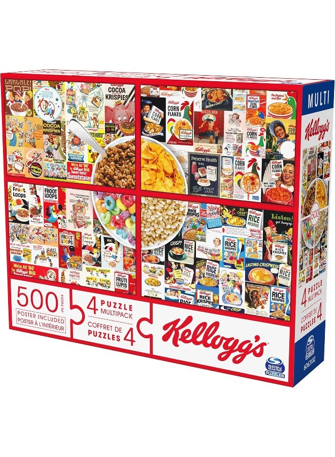Spin Master Games Kellogg’s, 4 Puzzle Multipack, 500 Pieces Combine to Form Mega Puzzle: Cocoa Krispies, Corn Flakes, Fruit Loops, Rice Krispies, for Kids and Adults - Image 2