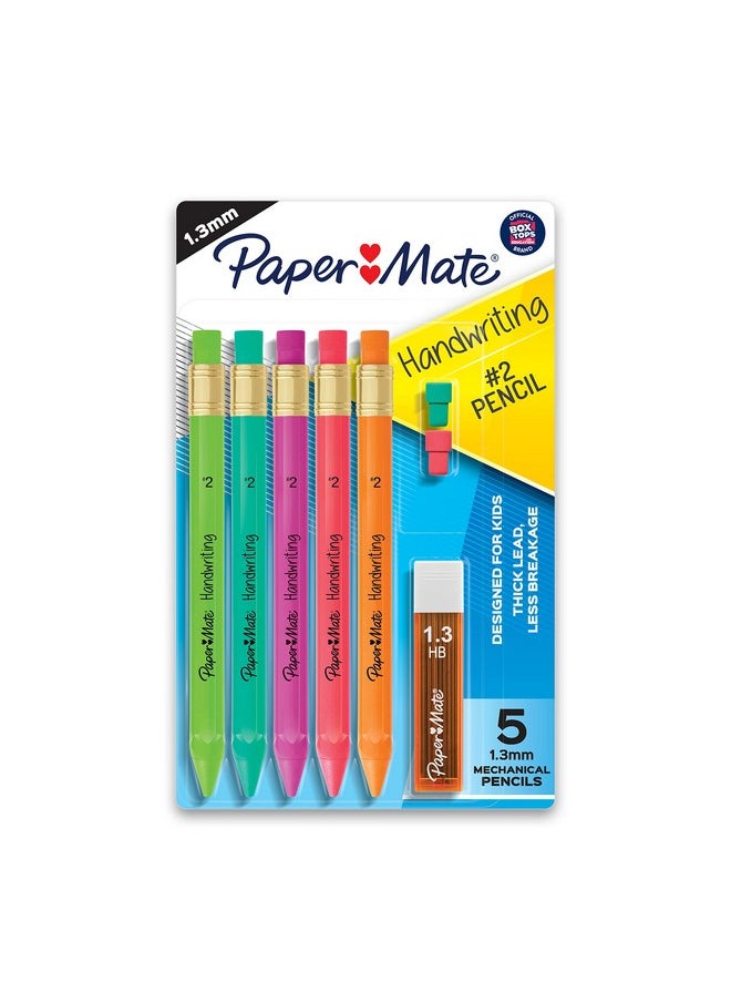 Paper Mate Handwriting Triangular Mechanical Pencil Set With Lead & Eraser Refills, 1.3Mm, School Supplies, Office Supplies, Sketching Pencils, Drafting Pencil, Fun Barrel Colors, 8 Count  - Image 1