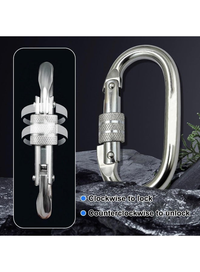 JCD 6 Pack 11cm Heavy Duty Oval Carabiner Clips with Screw Lock, Alloy Steel Galvanized Snap Hooks for Climbing, Camping, Hiking - Image 5