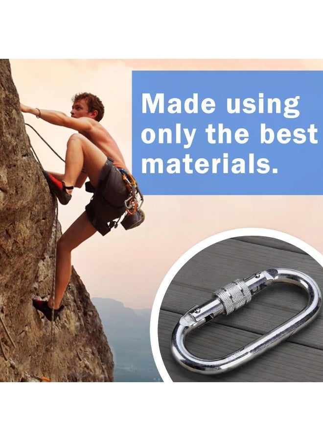 JCD 6 Pack 11cm Heavy Duty Oval Carabiner Clips with Screw Lock, Alloy Steel Galvanized Snap Hooks for Climbing, Camping, Hiking - Image 4