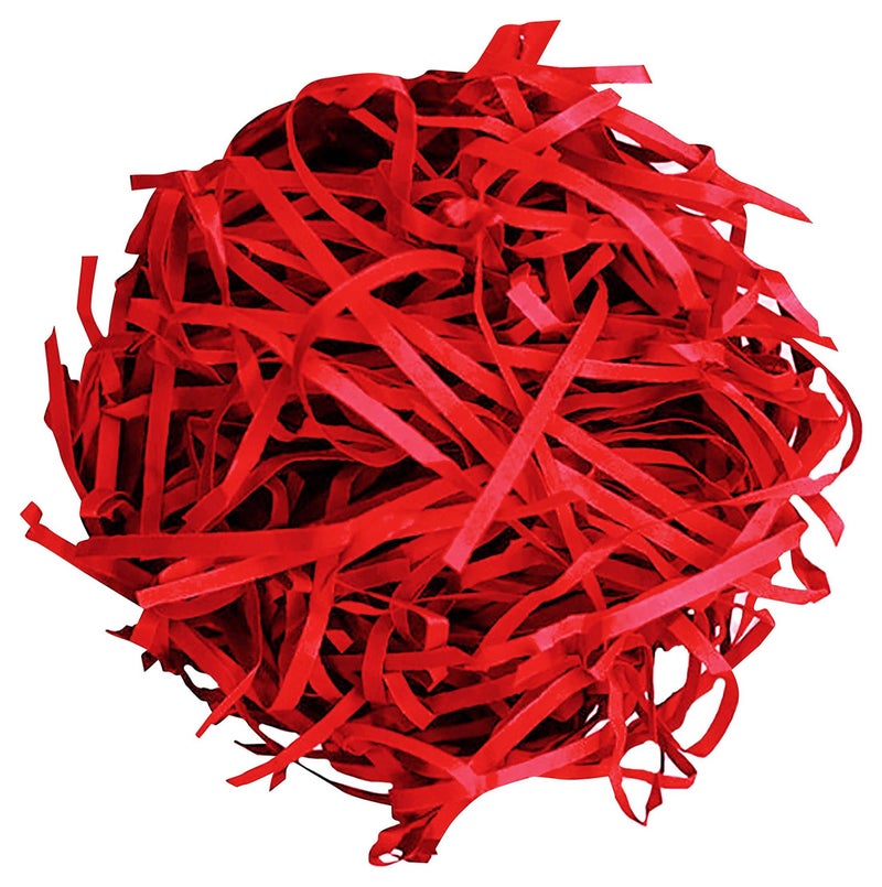 MARKQ Crinkle Cut Shredded Paper Filler for Gift Wrapping Hamper/Basket Filling, Packing Supplies (Red) - Image 1