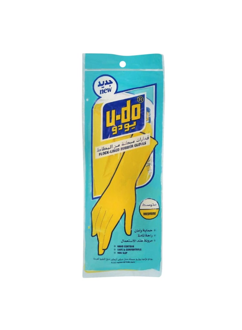 U-do flock lined rubber gloves medium
