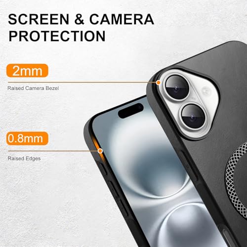 KARWAN Shockproof Hybrid Leather Finish Back Case Cover Compatible with iPhone 16 Plus with Wireless MagEaze Charging Cover, Anti-Scratch Shield Case with Strong Minimalist Design (Black) - Image 2