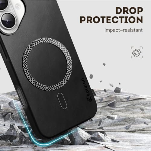 KARWAN Shockproof Hybrid Leather Finish Back Case Cover Compatible with iPhone 16 Plus with Wireless MagEaze Charging Cover, Anti-Scratch Shield Case with Strong Minimalist Design (Black) - Image 5