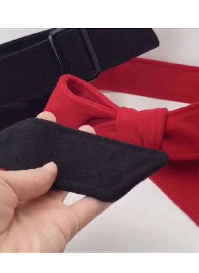 Daytoyz - Double-Sided Coat Belt Decorative Wide Clothes Belt Bow Tie Belt Black - Image 1