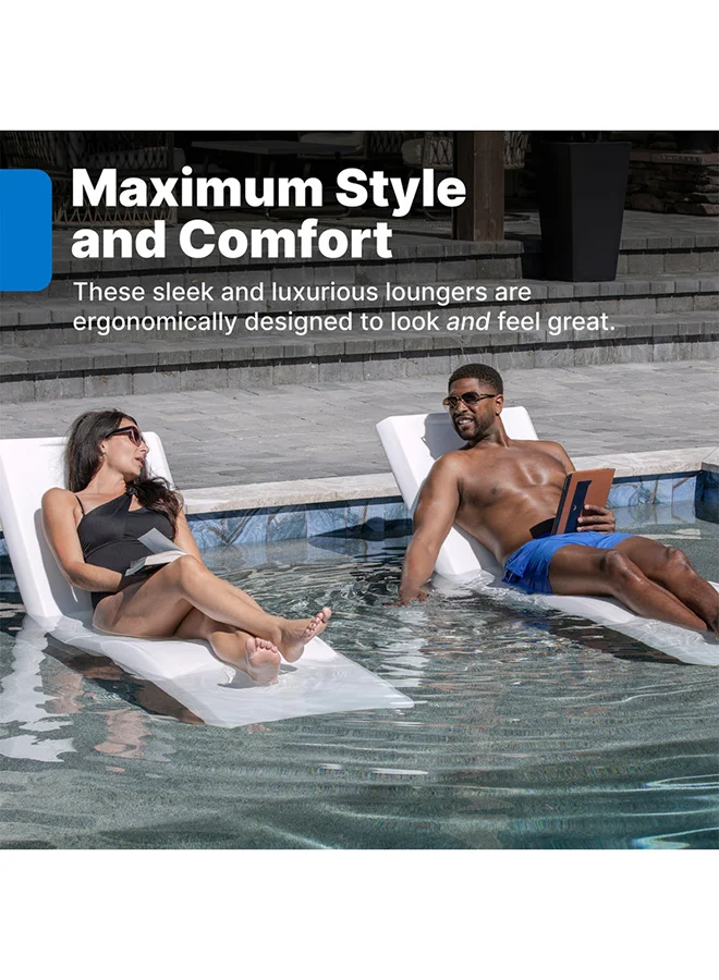 ستيب2 Vero Pool Lounger – White – Sleek and Durable for Outdoor– Use In Pool Tanning Ledge, Sun Shelf, Baja Shelf or Outside on the Pool Deck