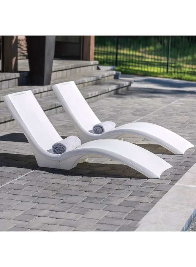 ستيب2 Vero Pool Lounger – White – Sleek and Durable for Outdoor– Use In Pool Tanning Ledge, Sun Shelf, Baja Shelf or Outside on the Pool Deck