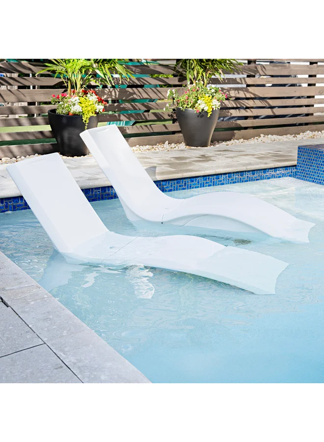 ستيب2 Vero Pool Lounger – White – Sleek and Durable for Outdoor– Use In Pool Tanning Ledge, Sun Shelf, Baja Shelf or Outside on the Pool Deck