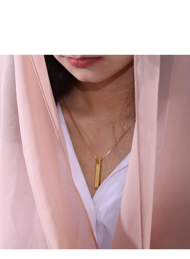 SHOWDAY Islamic Bar Pendant Necklace For Men Women Stainless Steel Box Chain Pendant Large Hip Hop Blade Pendant Necklace Muslim Allah Necklace Unisex Muslim - Image 2