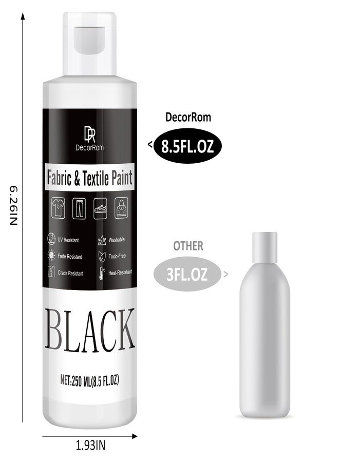 DecorRom Black Fabric Paint - 8.5 oz Permanent, Non-Toxic Textile Paint for Clothes, DIY Fabric Painting on T-shirts, Shoes, Leather, Jeans, Bags, Canvas - Image 2