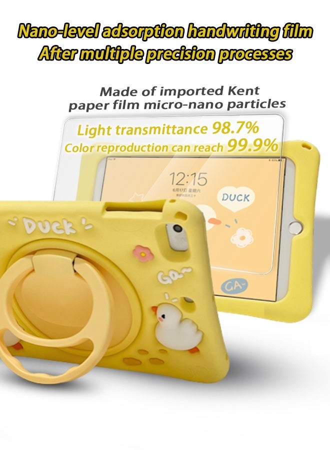 غطاء iPad للأطفال مقاوم للسقوط، جراب iPad من الجيل الحادي عشر/iPad من الجيل العاشر على شكل بطة، غطاء لوحي للأطفال من إسفنج EVA خالٍ من مادة BPA مع حزام حقيبة مدرسية مجاني + واقي شاشة مضاد للتوهج + مقبض متعدد 3 في 1 (مقبض/حامل/درج أقلام) - أصفر - Image 5