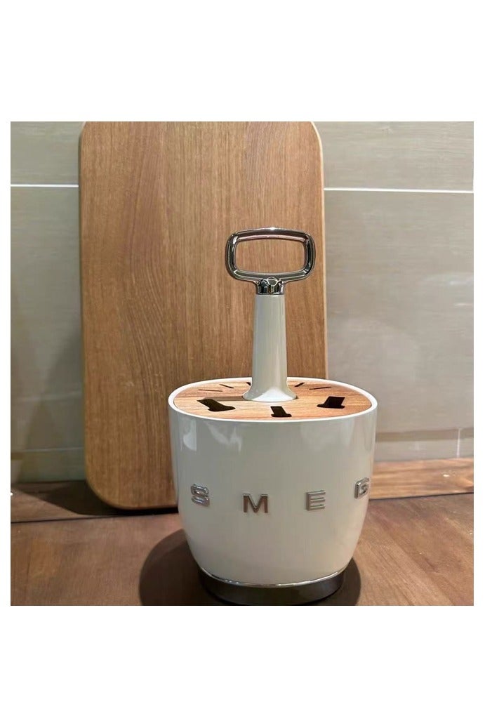 سميج مطبخ من الفولاذ المقاوم للصدأ، سكين غرفة المعيشة، شوكة وتخزين أدوات الطاوRetro stainless steel kitchen, living room knife, fork and tableware storage - cream whiteلة - كريم أبيض - Image 1