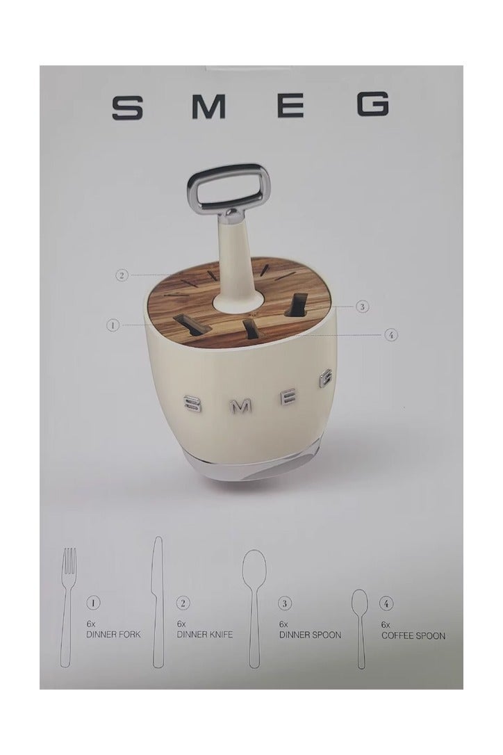 سميج مطبخ من الفولاذ المقاوم للصدأ، سكين غرفة المعيشة، شوكة وتخزين أدوات الطاوRetro stainless steel kitchen, living room knife, fork and tableware storage - cream whiteلة - كريم أبيض - Image 3