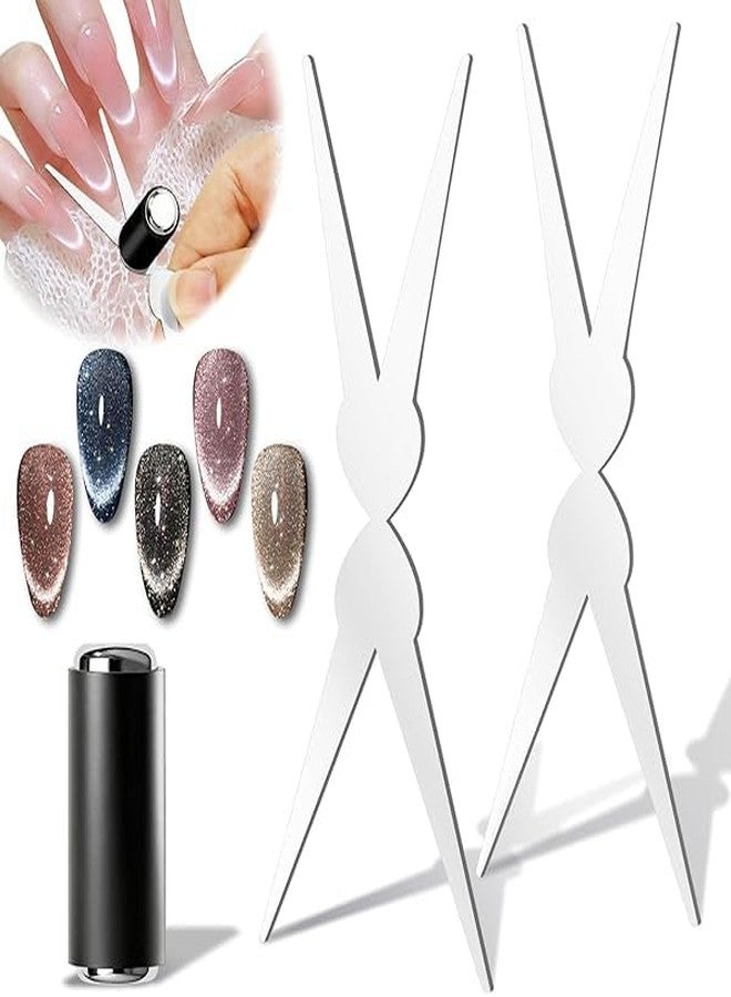THR3E STROKES Double-head Cat Eye Nail Magnet, 2 in 1 Strong Magnetic Tool for French Effect, Perfect for DIY or Nail Salon - Image 1