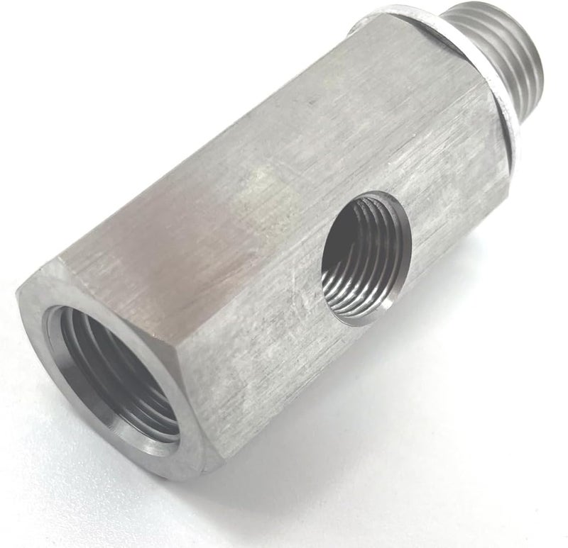 Larlansz Stainless Steel 1/4 NPT Female to 1/4 NPT Male with 1/8 NPT Port Adapter Turbo Supply Feed Line Gauge Oil Pressure Sensor Tee - Image 1
