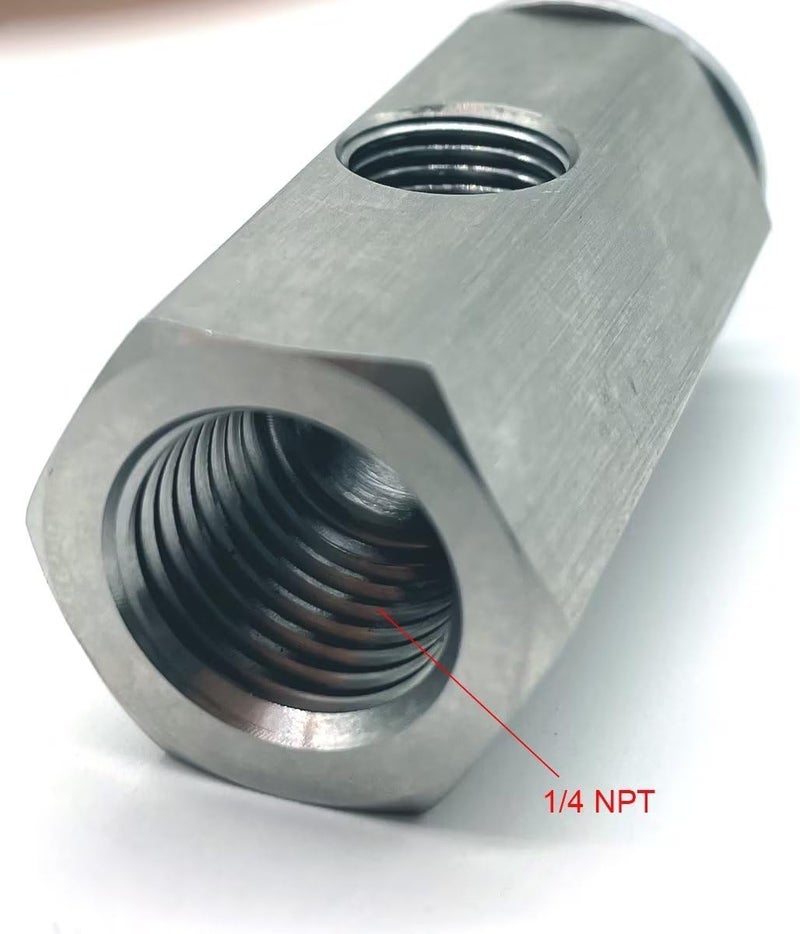 Larlansz Stainless Steel 1/4 NPT Female to 1/4 NPT Male with 1/8 NPT Port Adapter Turbo Supply Feed Line Gauge Oil Pressure Sensor Tee - Image 4
