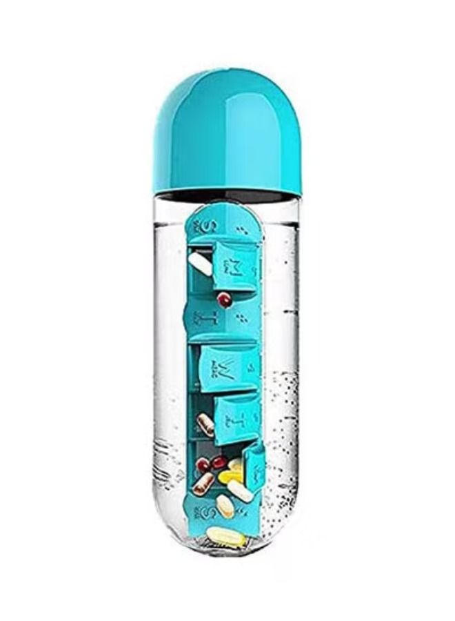 ACLIX 2 In 1 Sport Water Bottle With 7 Grids Daily Pill Box Organizer Traveling Medicine Organizer Drinking Bottle Red 600ml - Image 1