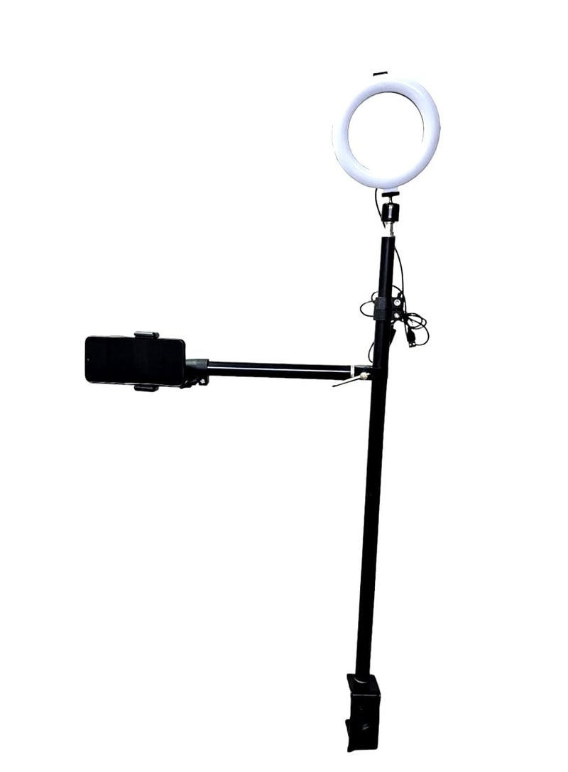 SHOPEE Camera Desk Mount with Auxiliary Holding Arm, Overhead Camera Mount with 360° Ballhead and Phone Grip, Table C-Clamp Multi Mount Stand for DSLR, Phone, Light, Webcam and More - Image 2