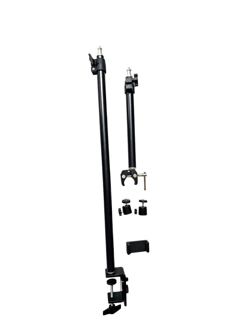 SHOPEE Camera Desk Mount with Auxiliary Holding Arm, Overhead Camera Mount with 360° Ballhead and Phone Grip, Table C-Clamp Multi Mount Stand for DSLR, Phone, Light, Webcam and More - Image 3