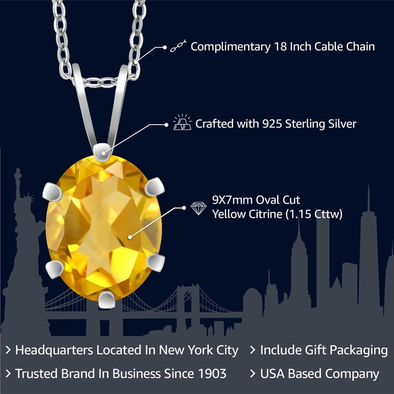 Gem Stone King 925 Sterling Silver Oval Gemstone Birthstone Pendant Necklace with 18 Inch Chain - Image 2