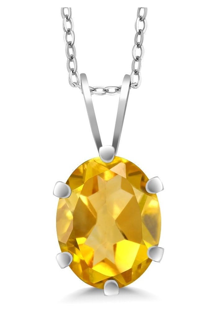 Gem Stone King 925 Sterling Silver Oval Gemstone Birthstone Pendant Necklace with 18 Inch Chain - Image 1