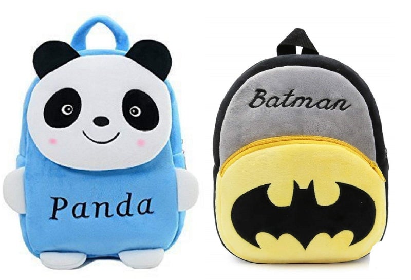 blue tree Kid's Soft Velvet Cartoon School Plush Backpack,Mini Bag,Travel Bag for Baby Boy/Girl (Pack of 2) - Image 1