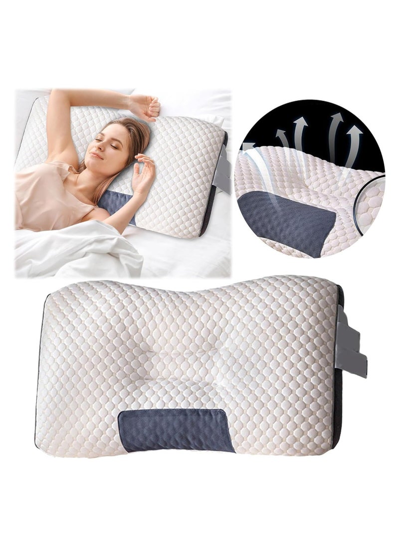 Somerfield - Memory Foam Pillow for Neck Pain, Soft and Non Collapsing Core Protects The Cervical Spine and Helps Sleep, Ergonomic Cervical Pillow, Orthopedic Contour (Standard 29.1x18.9x1.57in) Number of Pieces 01 - Image 1