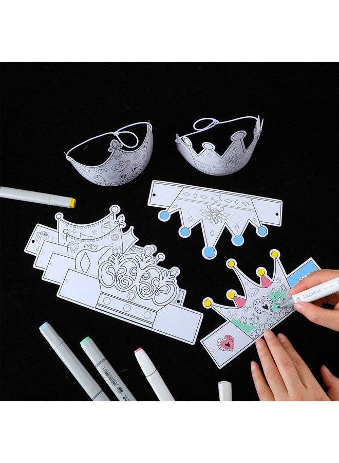 Teling 36 Pieces Diy Paper Crowns Color Your Own Crowns Coloring Birthday Crowns With Elastic Cord For Kids Adult School Classroom Craft Activity Celebration Decoration Photo Props 9 Designs - Image 4