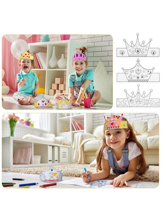 Teling 36 Pieces Diy Paper Crowns Color Your Own Crowns Coloring Birthday Crowns With Elastic Cord For Kids Adult School Classroom Craft Activity Celebration Decoration Photo Props 9 Designs - Image 5