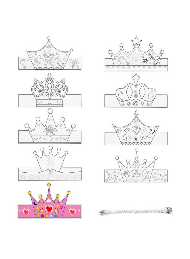 Teling 36 Pieces Diy Paper Crowns Color Your Own Crowns Coloring Birthday Crowns With Elastic Cord For Kids Adult School Classroom Craft Activity Celebration Decoration Photo Props 9 Designs - Image 1