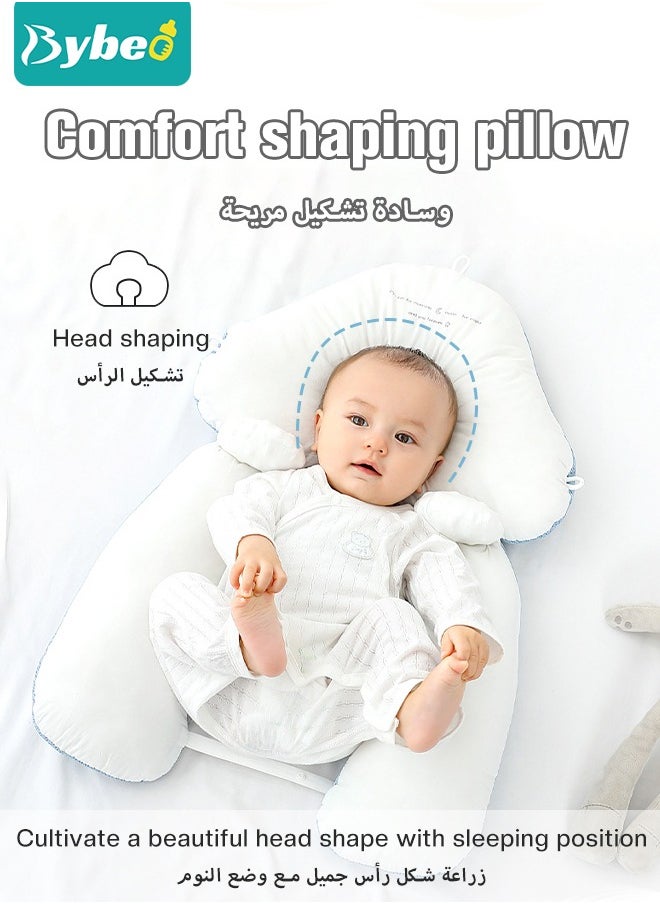 Bybeo - Baby Nursery Sleeping Pillow For Newborn, Baby Shaping Pillow With 2 Anti-Startle Sides, Soft Cotton Anti Rollover Pillow for Boys and Girls, Kids Infants Superhigh Quality - Image 1