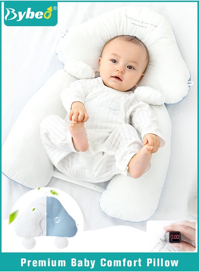 Bybeo - Baby Nursery Sleeping Pillow For Newborn, Baby Shaping Pillow With 2 Anti-Startle Sides, Soft Cotton Anti Rollover Pillow for Boys and Girls, Kids Infants Superhigh Quality - Image 1